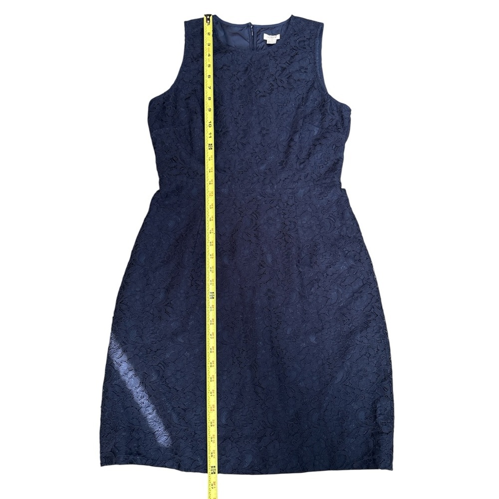 J. Crew Factory Navy Blue‎ All Over Floral Lace Sheath Knee-Length Dress Size 6 - Picture 8 of 13